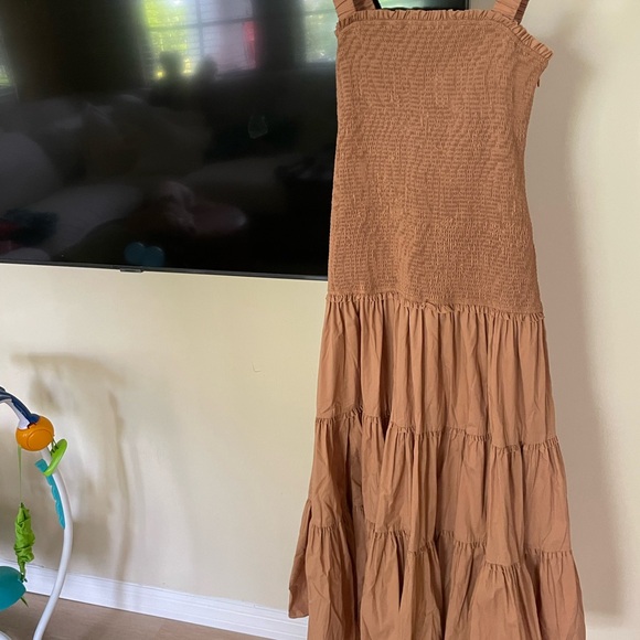 Cinq a Sept Orange Sleeveless Tiered Midi Dress - Picture 3 of 5